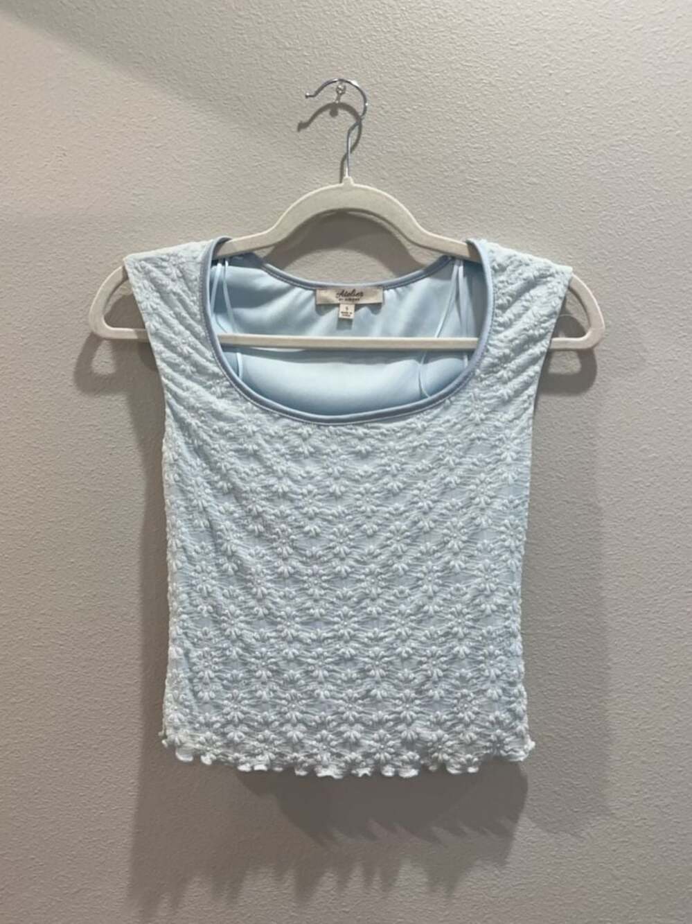 Atelier by Kirious Light Blue Floral Textured Sleeveless Top Size S
